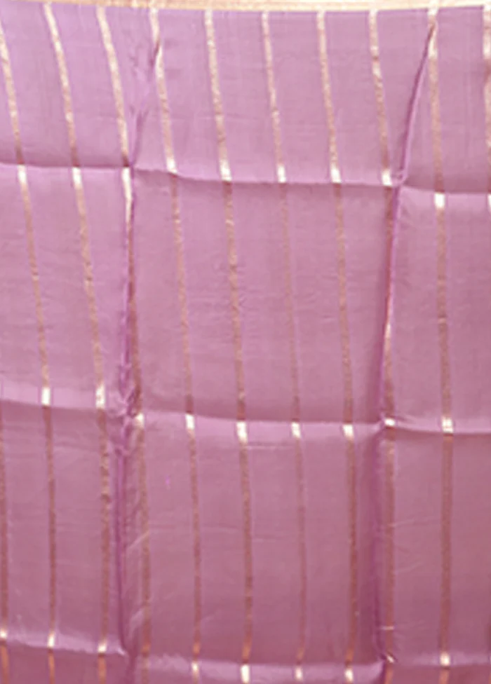 Pink Handloom Tissue Pure Silk Saree With Blouse Piece - Image 5