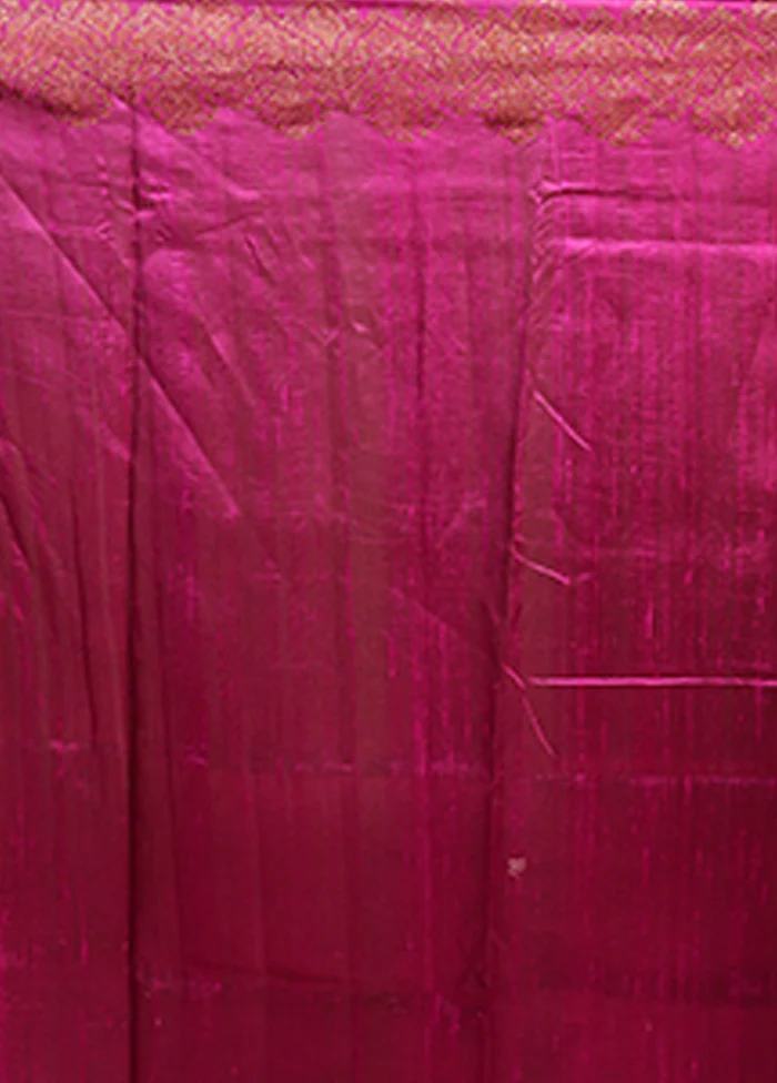 Purple Handloom Tussar Pure Silk Saree With Blouse Piece - Image 5