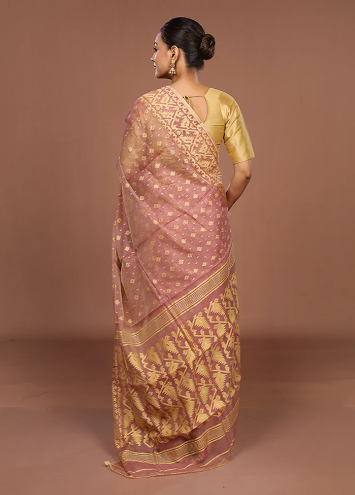 Purple Jamdani Cotton Saree Without Blouse Piece - Image 3