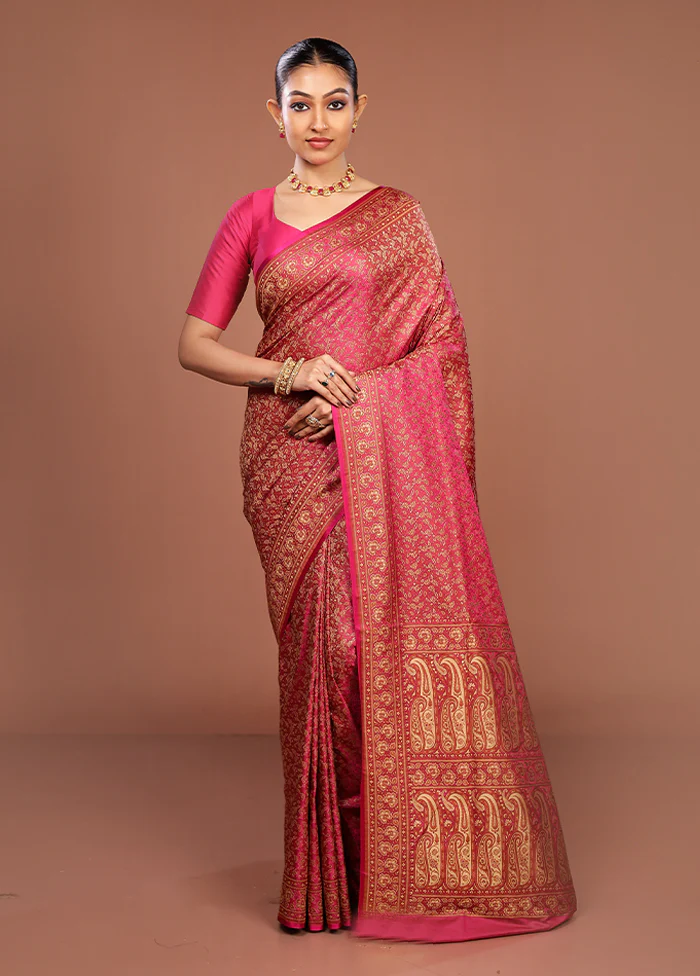 Purple Jamewar Silk Saree With Blouse Piece - Image 2