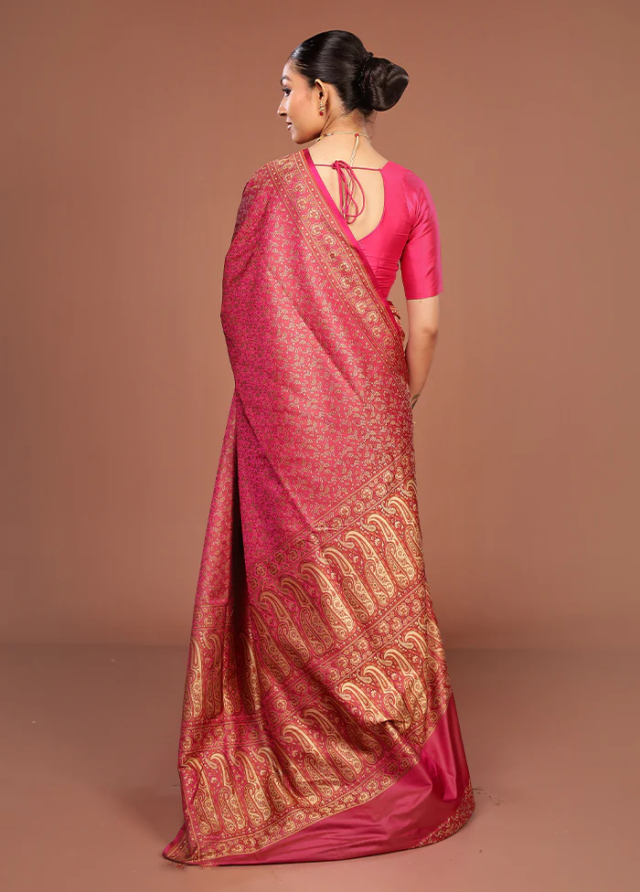 Purple Jamewar Silk Saree With Blouse Piece - Image 3