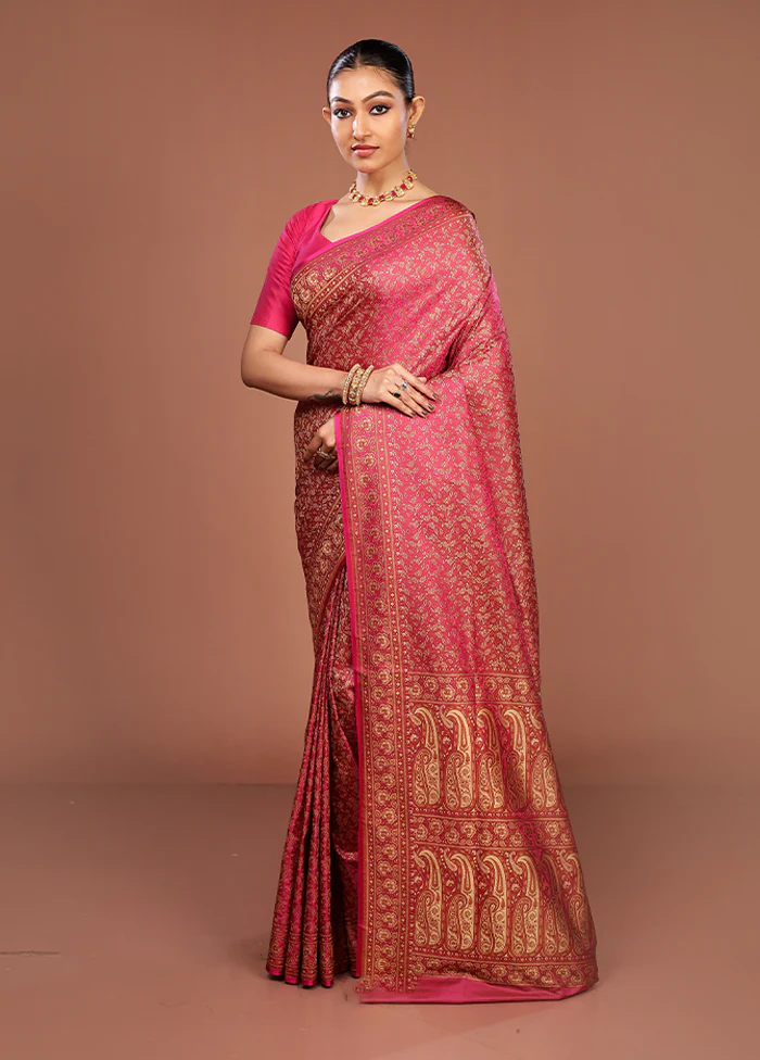 Purple Jamewar Silk Saree With Blouse Piece - Image 4