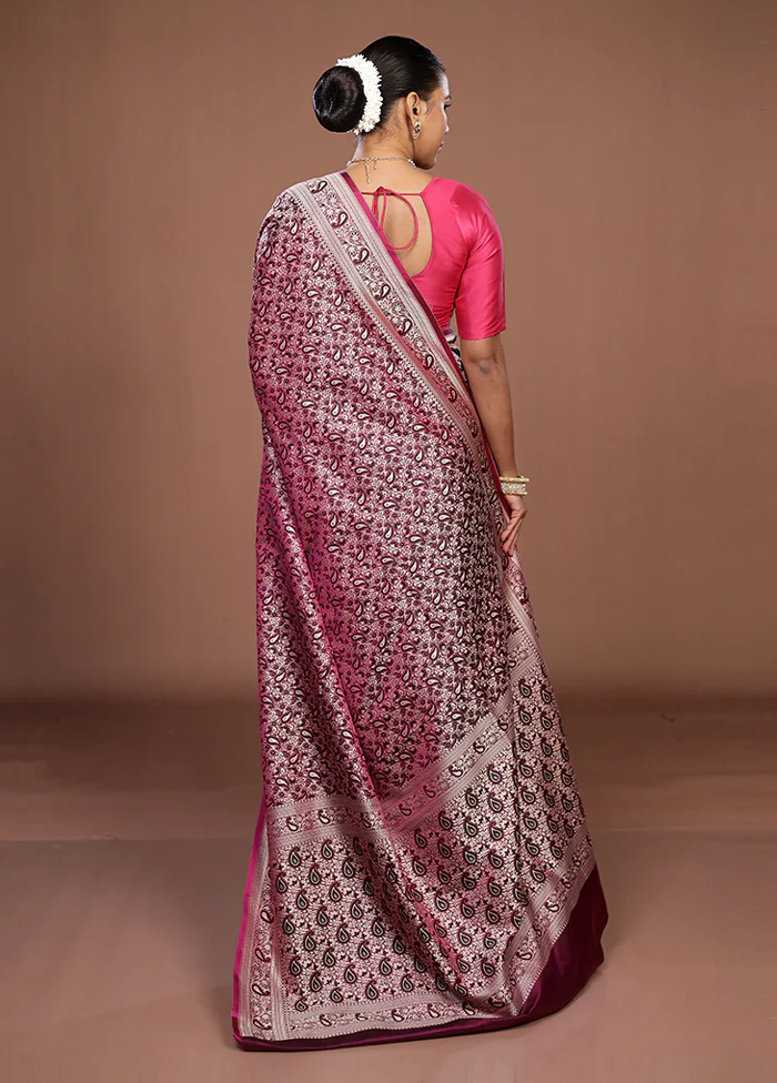 Purple Jamewar Silk Saree With Blouse Piece - Image 3