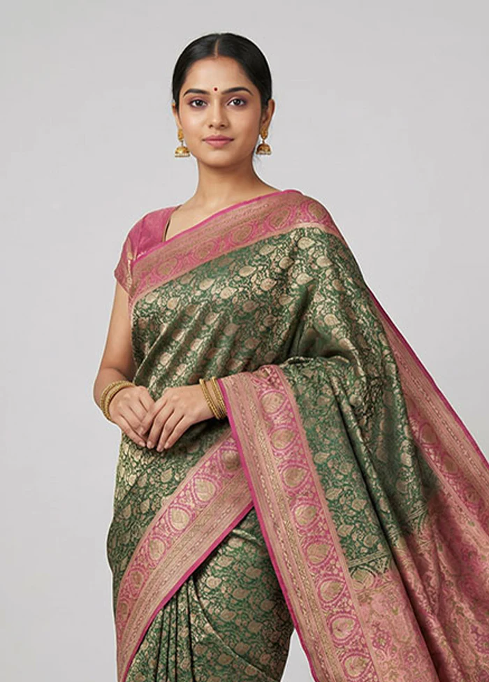 Purple Jamewar Silk Saree With Blouse Piece - Image 2