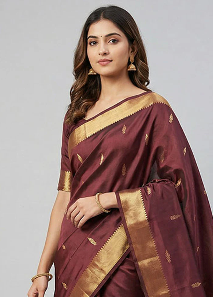 Purple Kanjivaram Silk Saree With Blouse Piece - Image 2