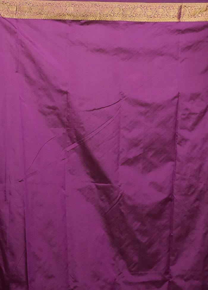 Purple Kanjivaram Silk Saree With Blouse Piece - Image 5