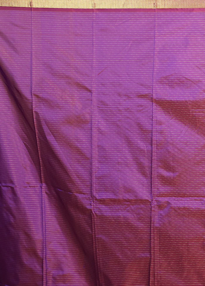 Purple Kanjivaram Silk Saree With Blouse Piece - Image 5