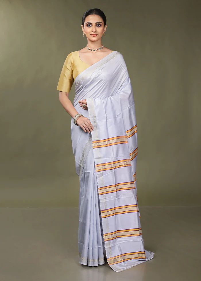 Purple Kalakshetra Silk Saree With Blouse Piece - Image 2
