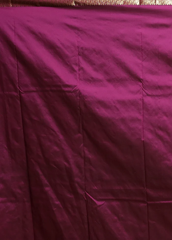 Purple Kanjivaram Silk Saree With Blouse Piece - Image 5