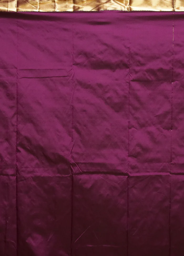 Purple Kanjivaram Silk Saree With Blouse Piece - Image 5