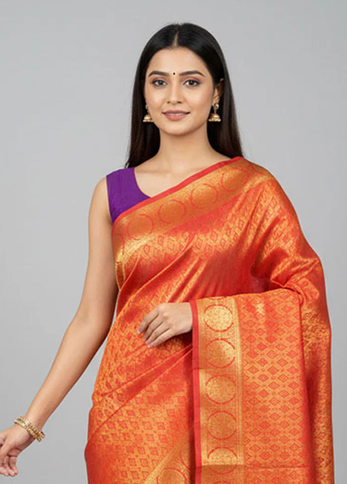 Purple Kanjivaram Silk Saree With Blouse Piece - Image 2