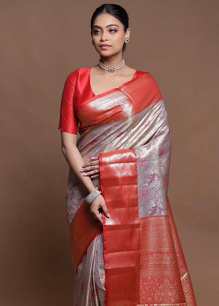 Purple Kanjivaram Silk Saree With Blouse Piece - Image 2