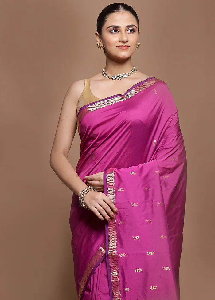 Purple Kanjivaram Silk Saree With Blouse Piece - Image 2