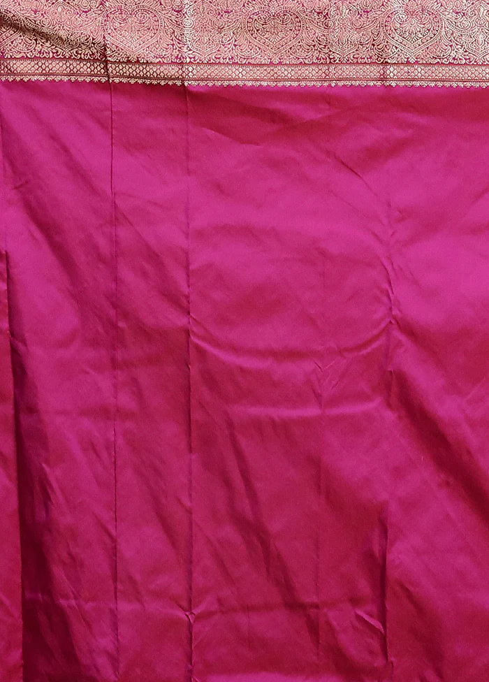 Pink Kanjivaram Silk Saree With Blouse Piece - Image 5