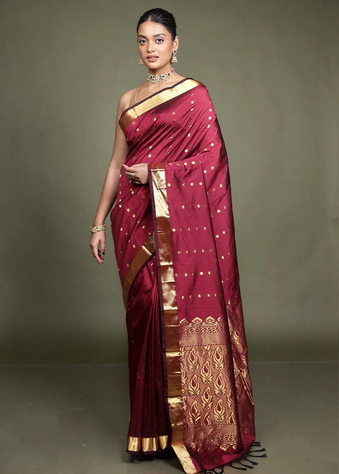 Purple Kanjivaram Silk Saree With Blouse Piece - Image 2
