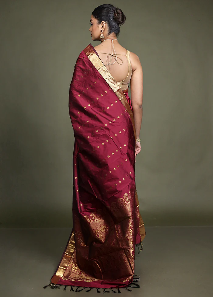Purple Kanjivaram Silk Saree With Blouse Piece - Image 3