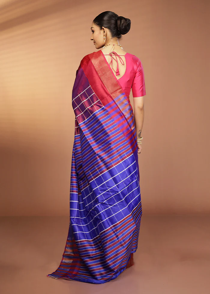 Purple Kalakshetra Silk Saree With Blouse Piece - Image 3