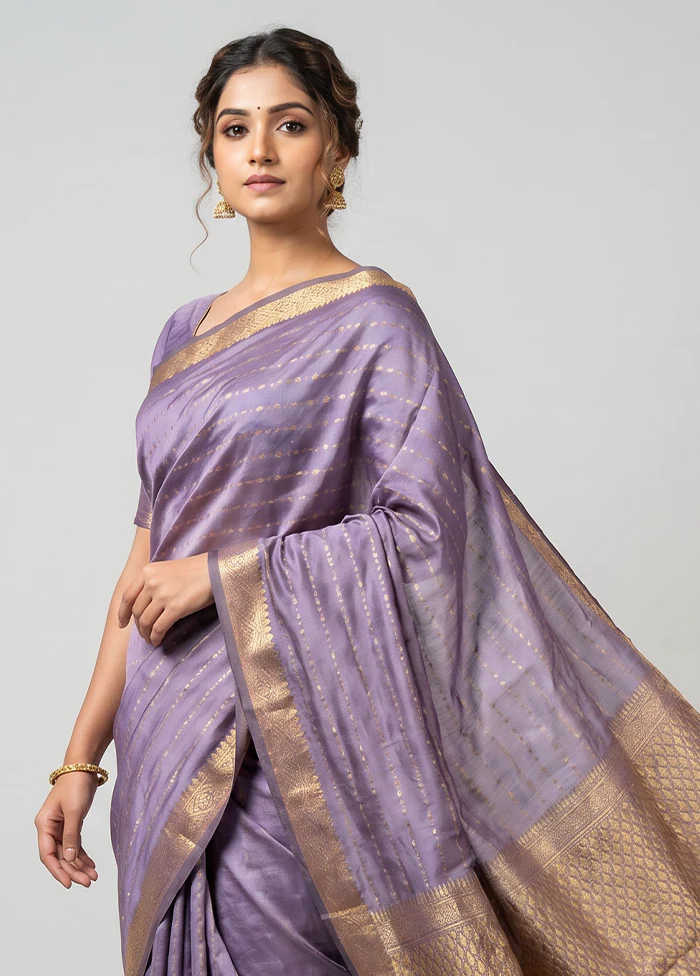 Purple Kanjivaram Silk Saree With Blouse Piece - Image 2