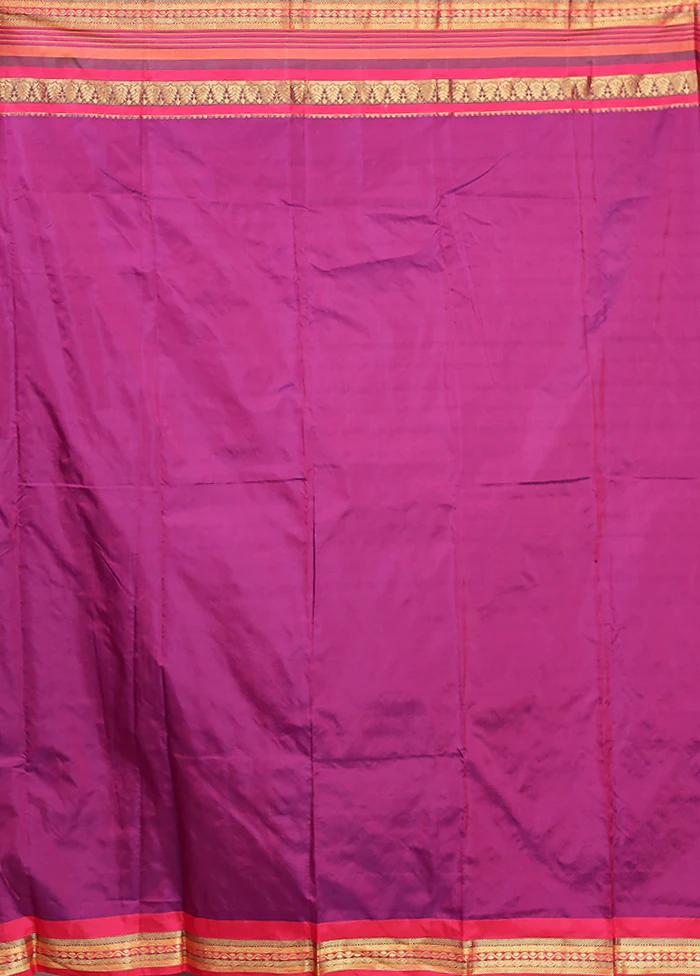 Purple Kanjivaram Silk Saree With Blouse Piece - Image 5