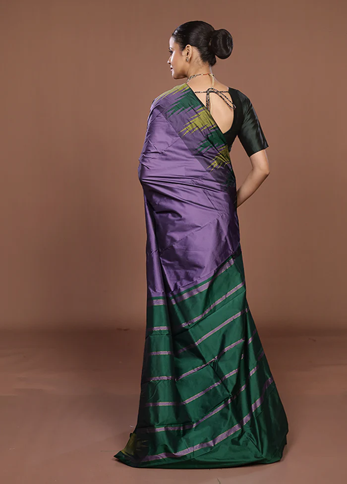 Purple Kanjivaram Silk Saree With Blouse Piece - Image 3
