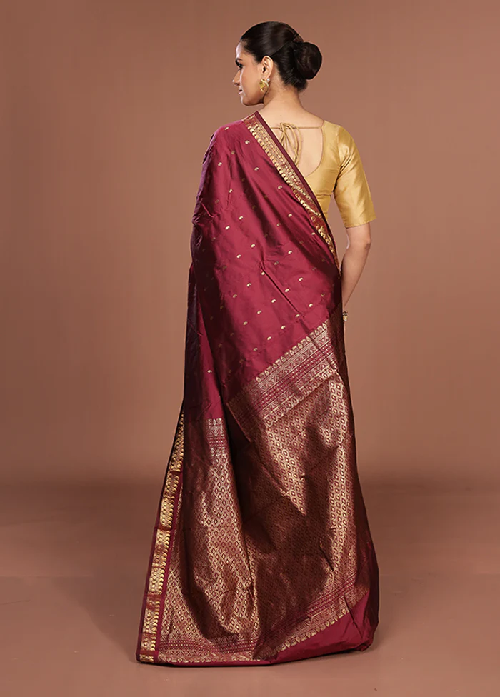 Purple Kanjivaram Silk Saree With Blouse Piece - Image 3