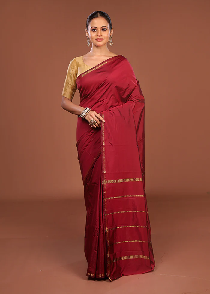 Purple Kanjivaram Silk Saree With Blouse Piece - Image 2