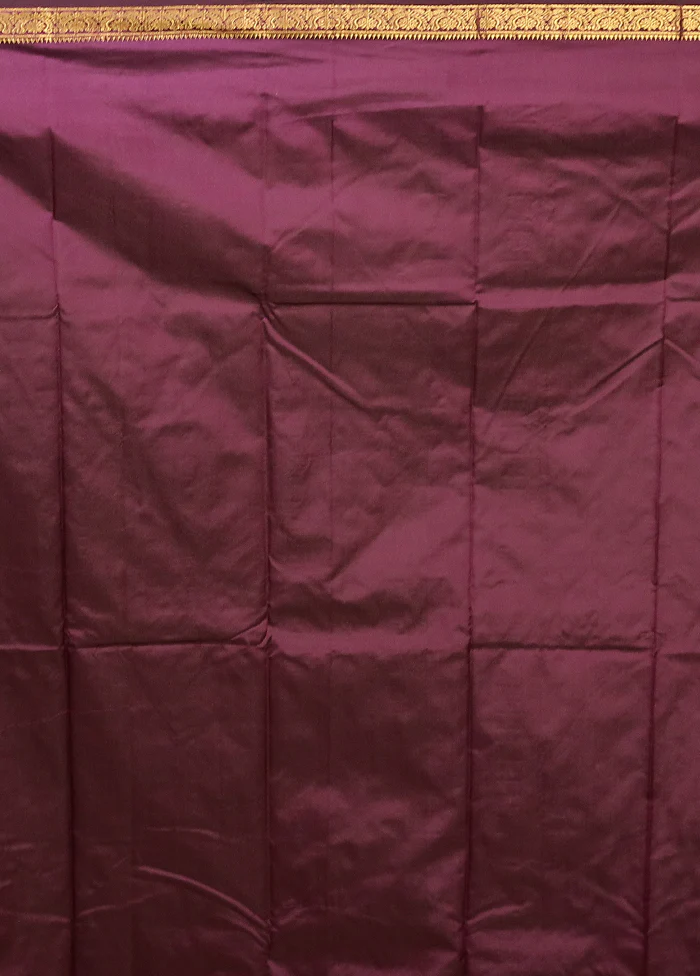 Purple Kanjivaram Silk Saree With Blouse Piece - Image 5