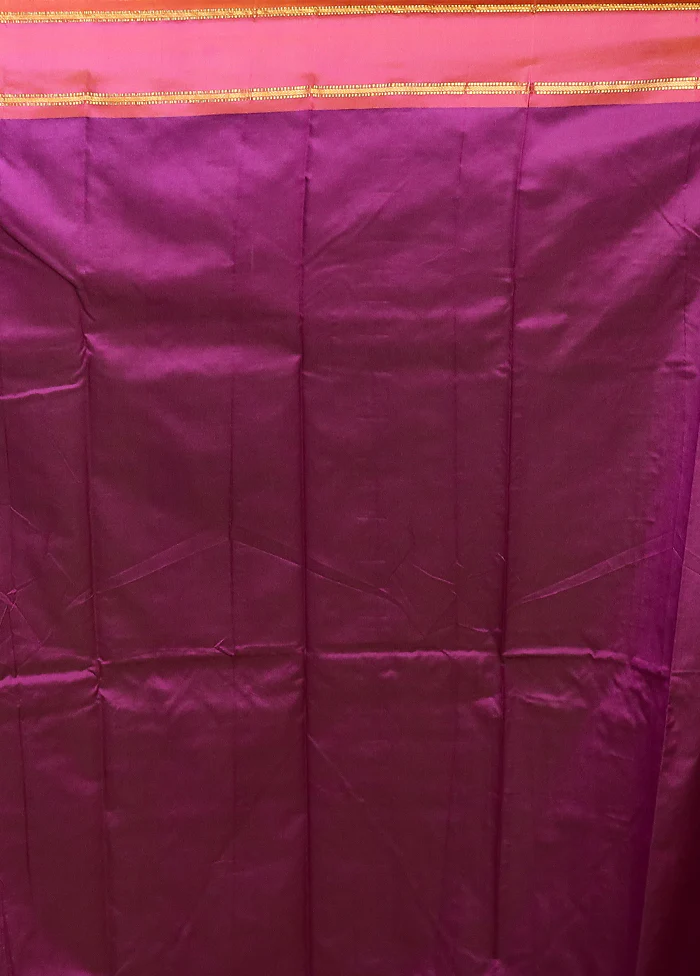 Purple Kanjivaram Silk Saree With Blouse Piece - Image 5