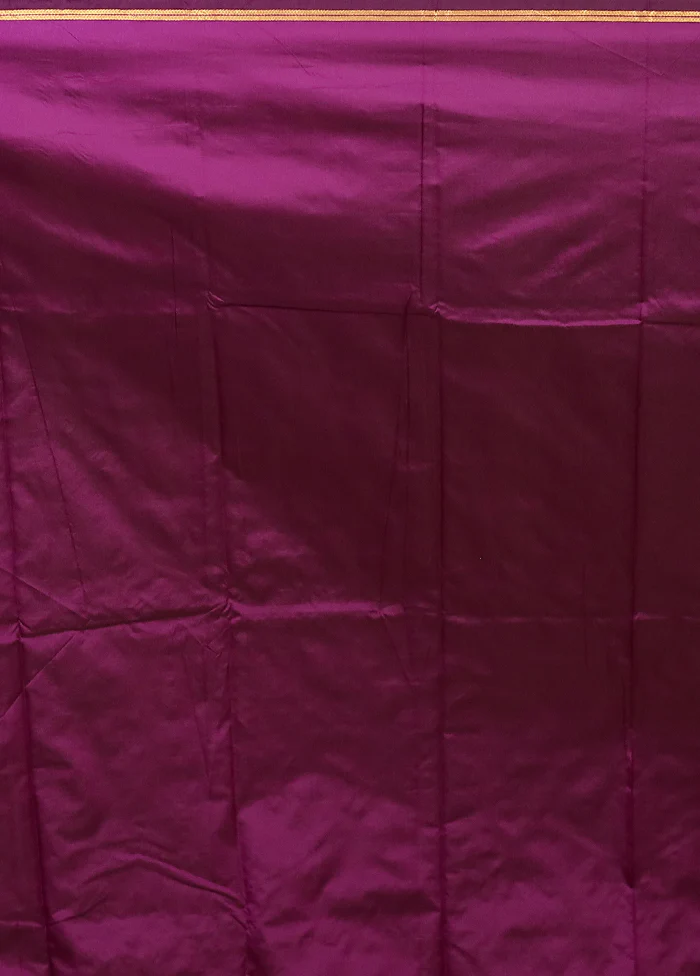 Purple Kanjivaram Silk Saree With Blouse Piece - Image 5