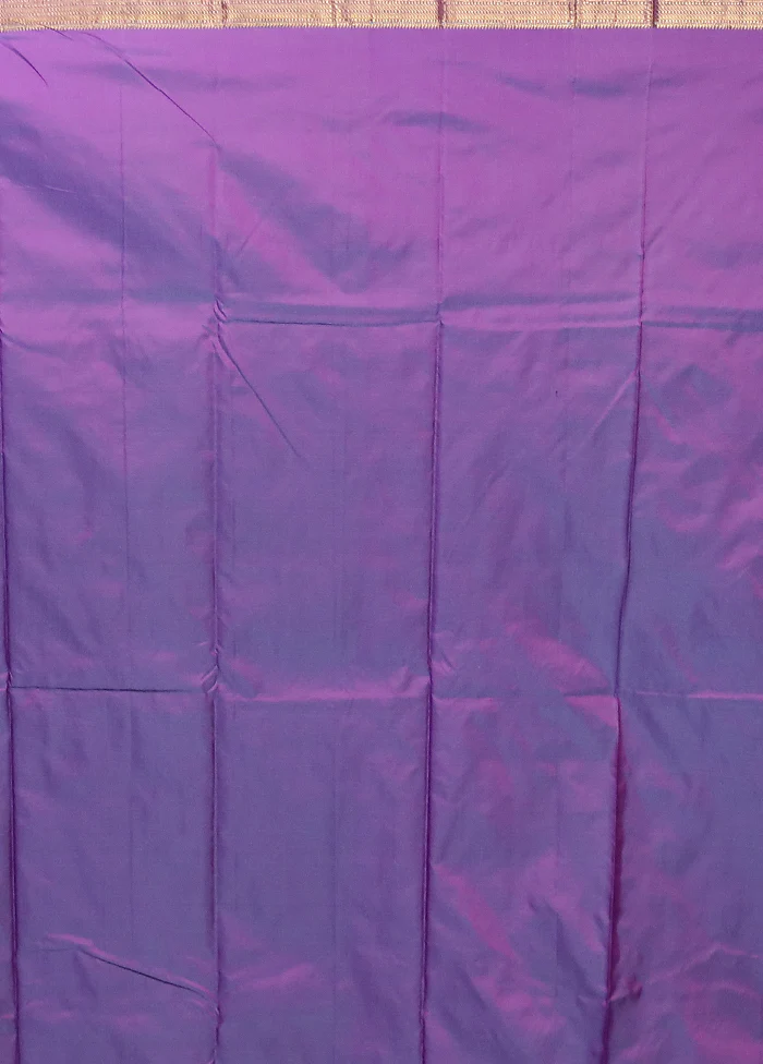 Purple Kanjivaram Silk Saree With Blouse Piece - Image 5