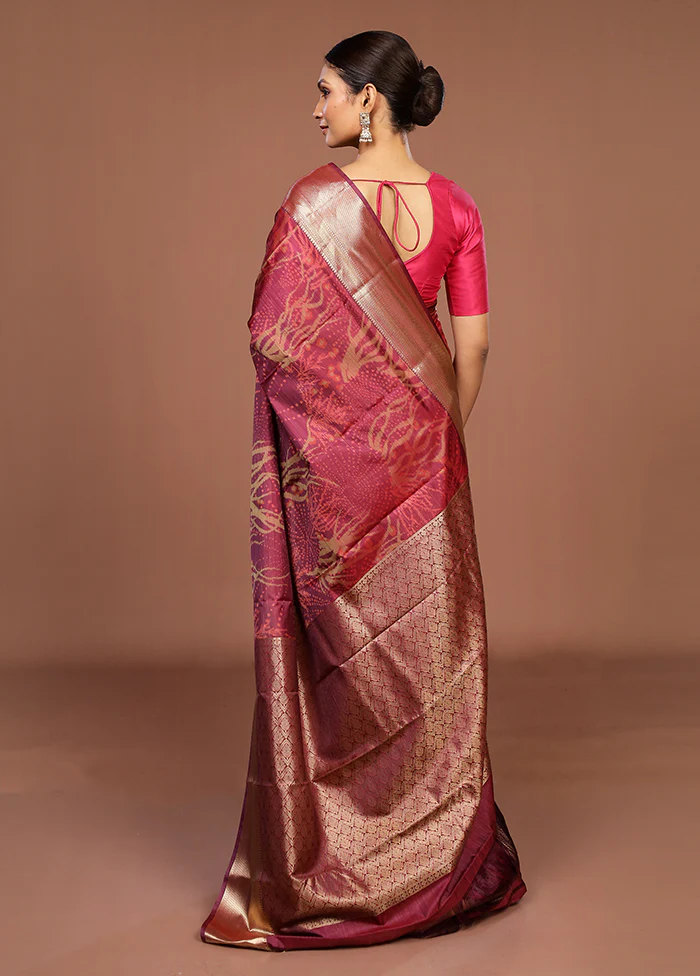Purple Kanjivaram Silk Saree With Blouse Piece - Image 3