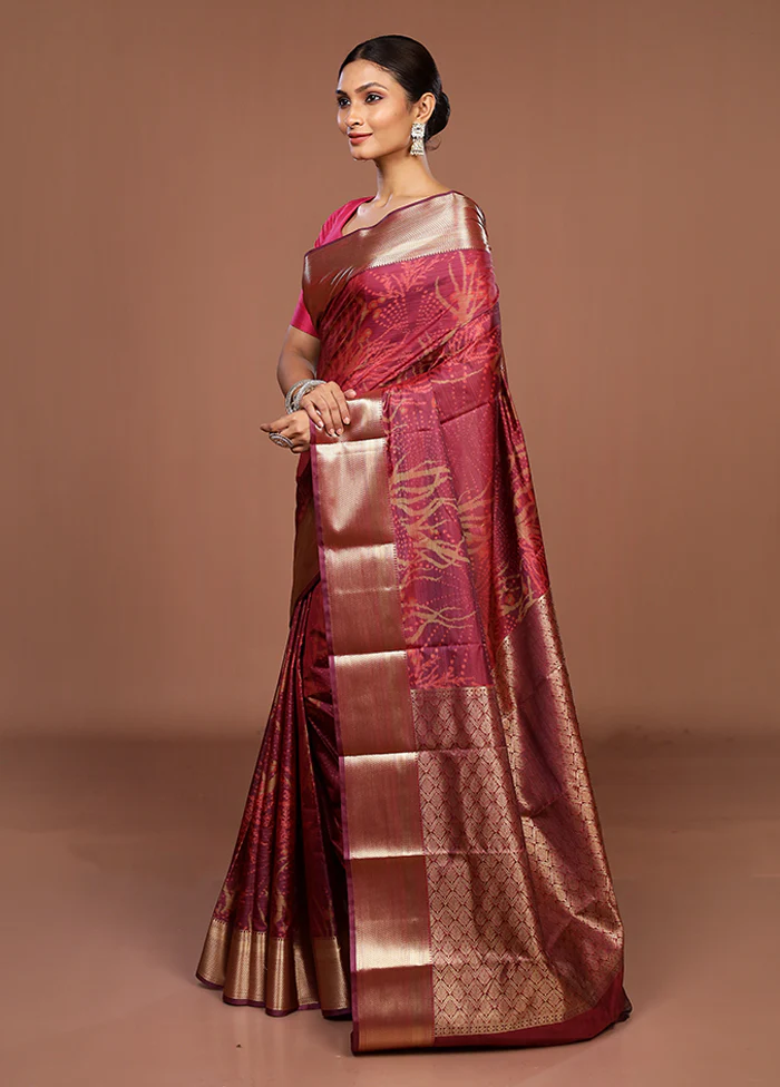 Purple Kanjivaram Silk Saree With Blouse Piece - Image 4