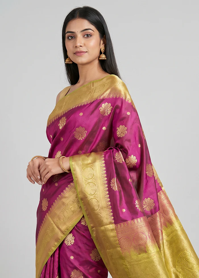 Purple Kanjivaram Silk Saree With Blouse Piece - Image 2