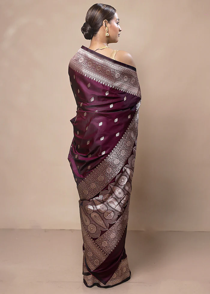 Purple Katan Silk Saree With Blouse Piece - Image 3