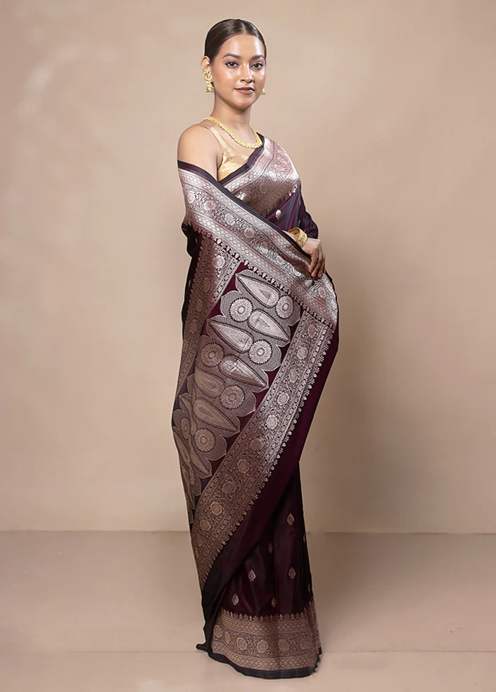 Purple Katan Silk Saree With Blouse Piece - Image 4