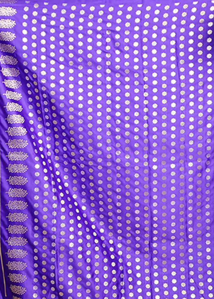 Purple Katan Silk Saree With Blouse Piece - Image 5