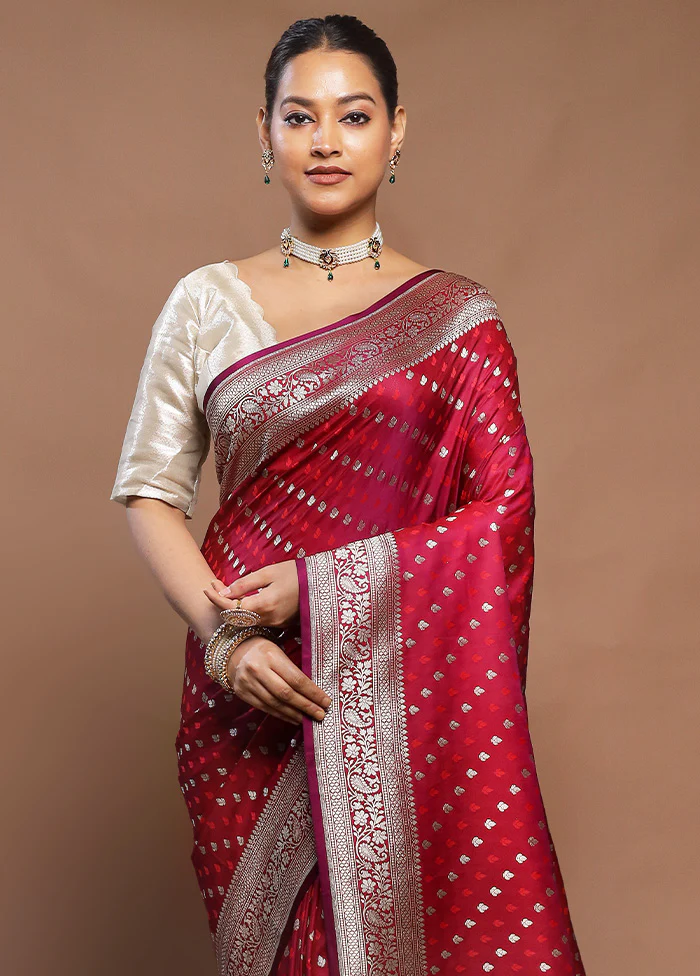 Purple Katan Silk Saree With Blouse Piece - Image 2