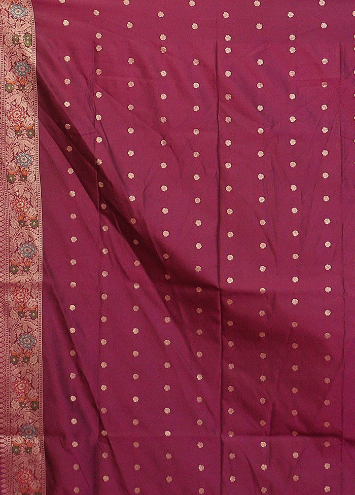Purple Katan Silk Saree With Blouse Piece - Image 5