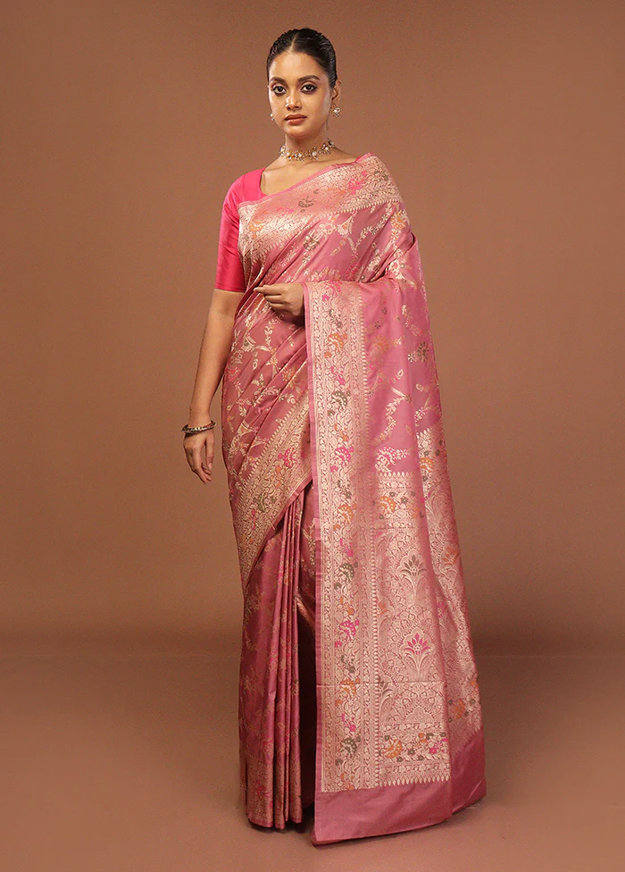 Purple Katan Silk Saree With Blouse Piece - Image 2