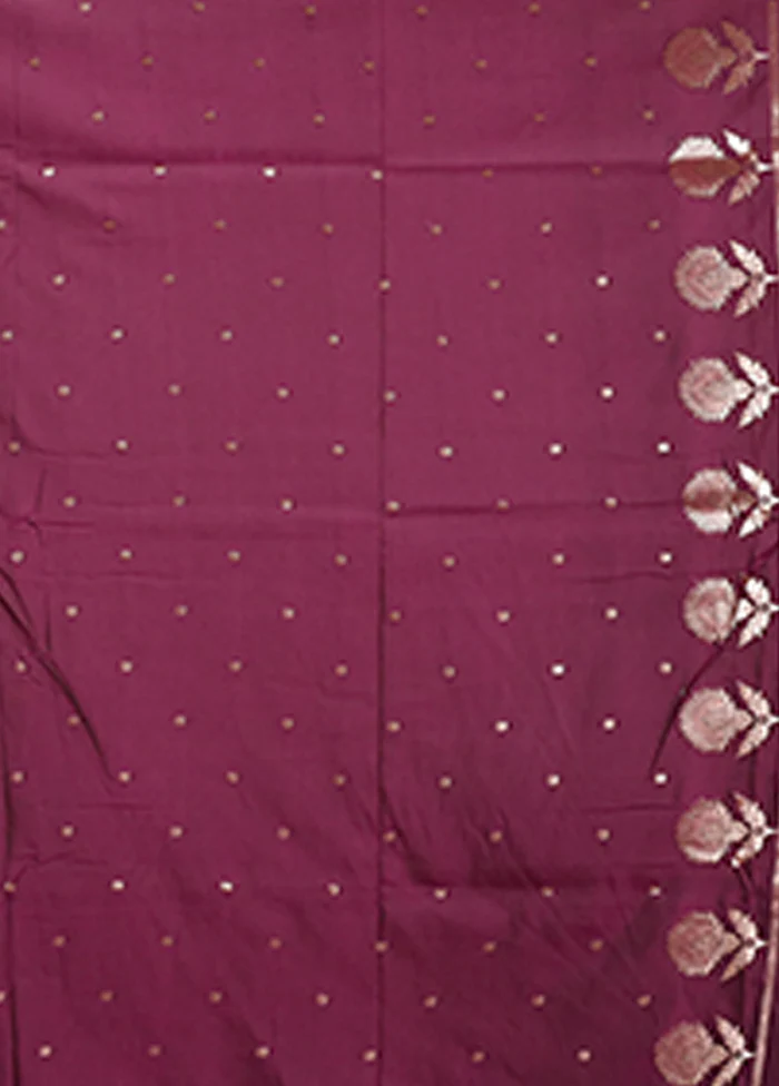 Purple Katan Silk Saree With Blouse Piece - Image 5