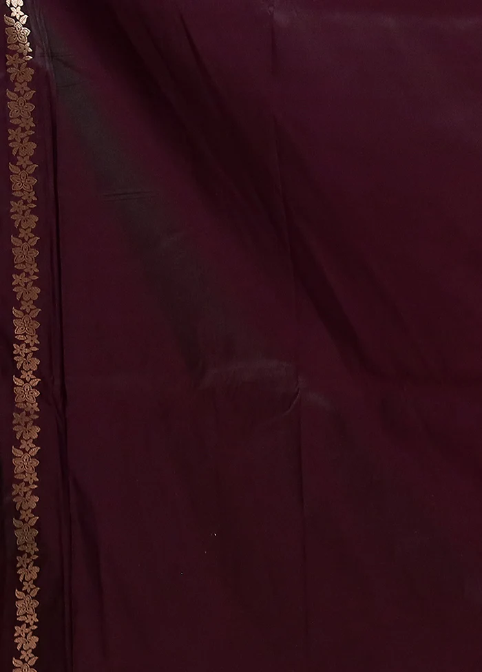 Purple Katan Silk Saree With Blouse Piece - Image 5