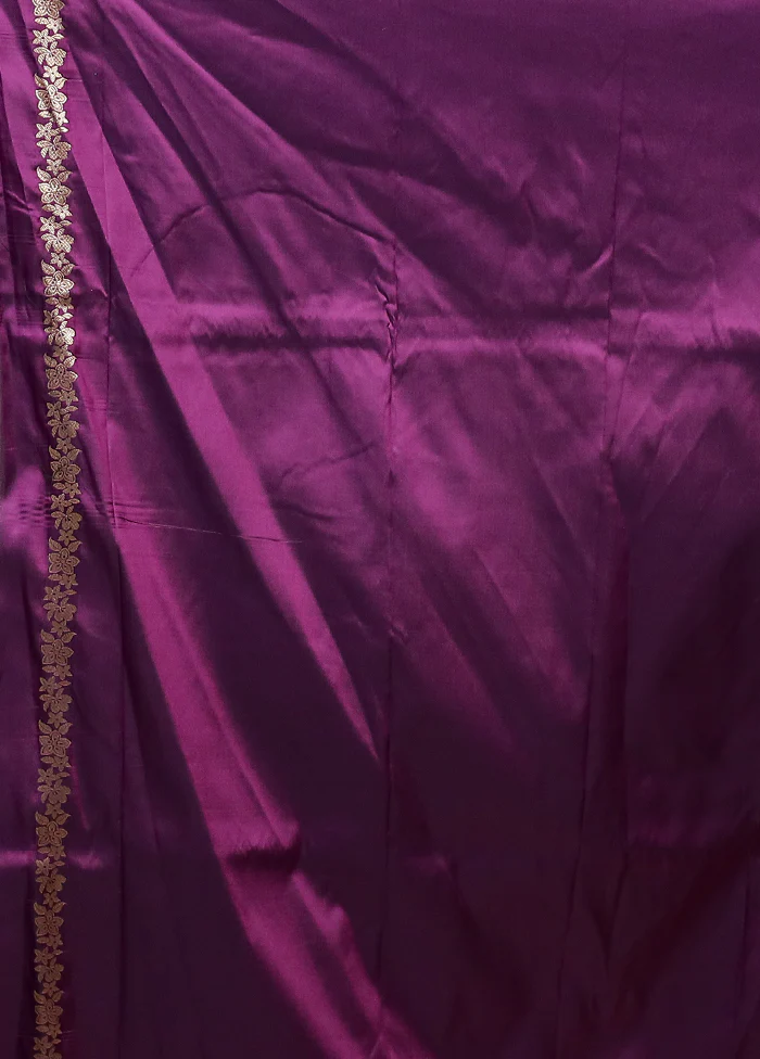 Purple Katan Silk Saree With Blouse Piece - Image 5