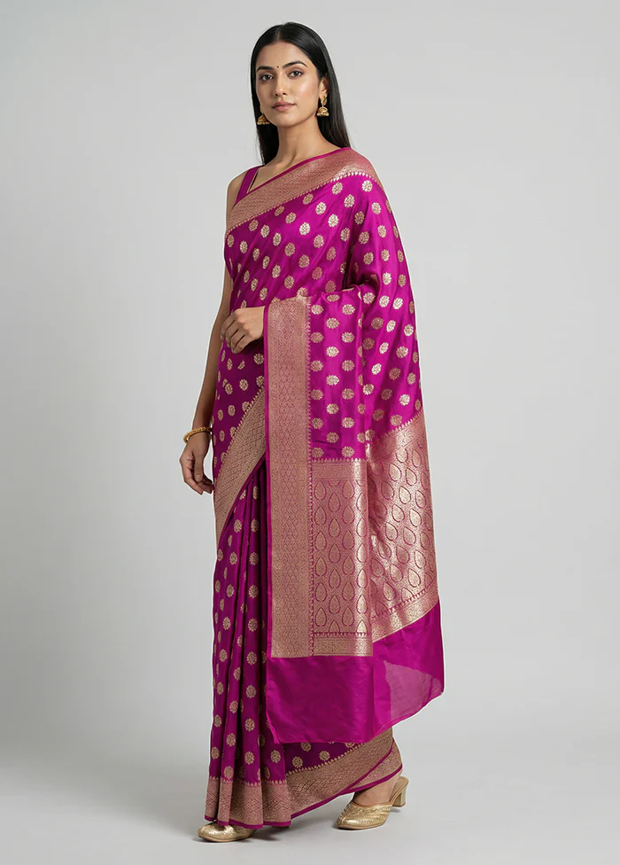 Purple Katan Silk Saree With Blouse Piece