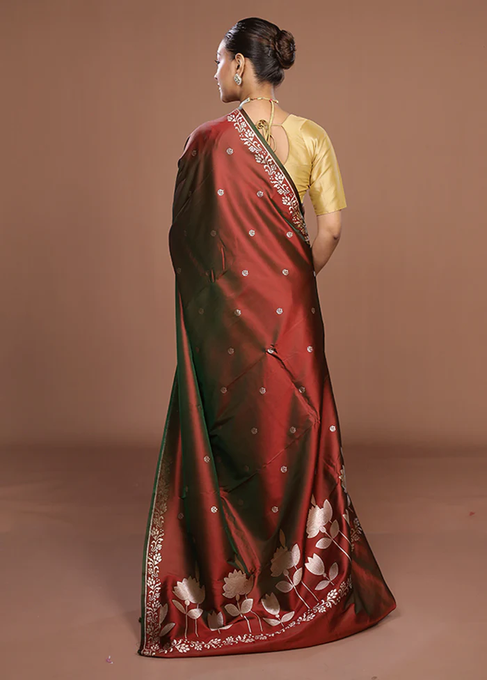 Brown Katan Silk Saree With Blouse Piece - Image 3