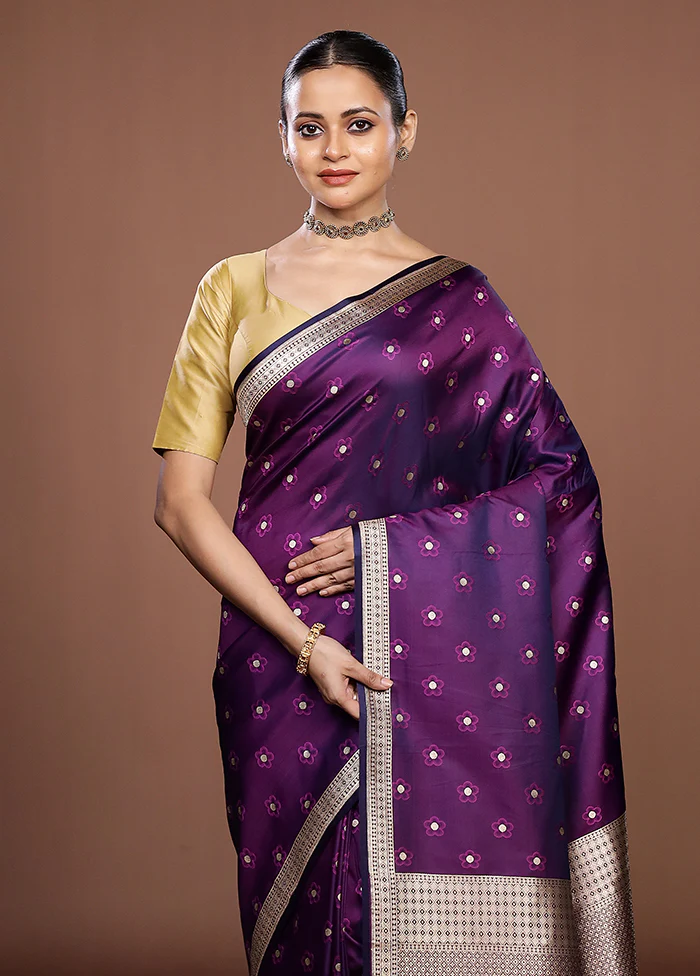 Purple Katan Silk Saree With Blouse Piece
