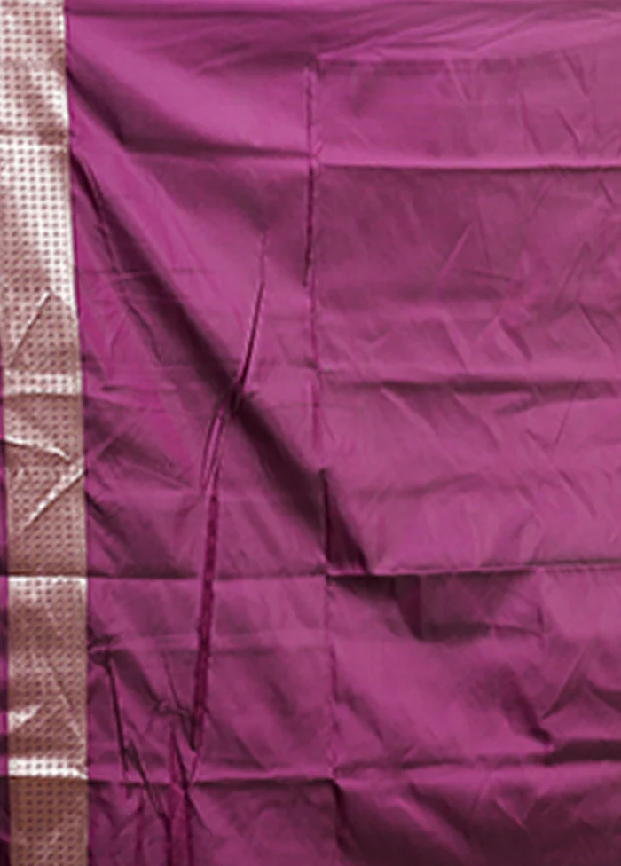 Purple Katan Silk Saree With Blouse Piece - Image 5