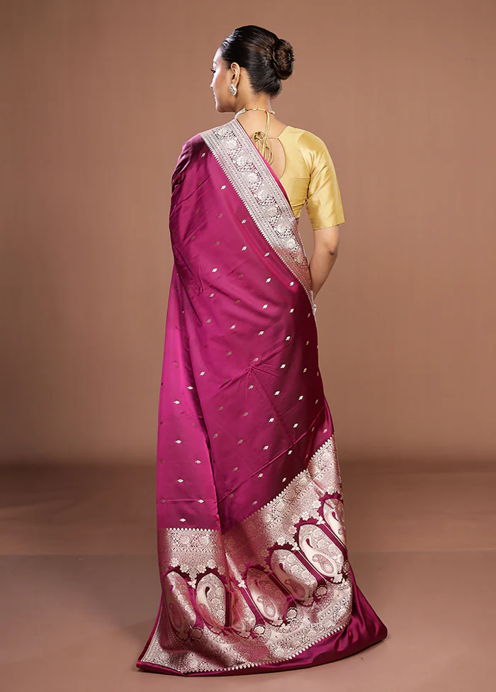 Purple Katan Silk Saree With Blouse Piece - Image 3
