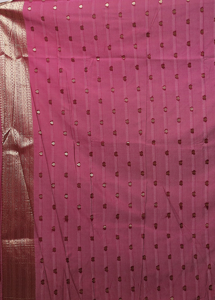 Purple Katan Silk Saree With Blouse Piece - Image 5