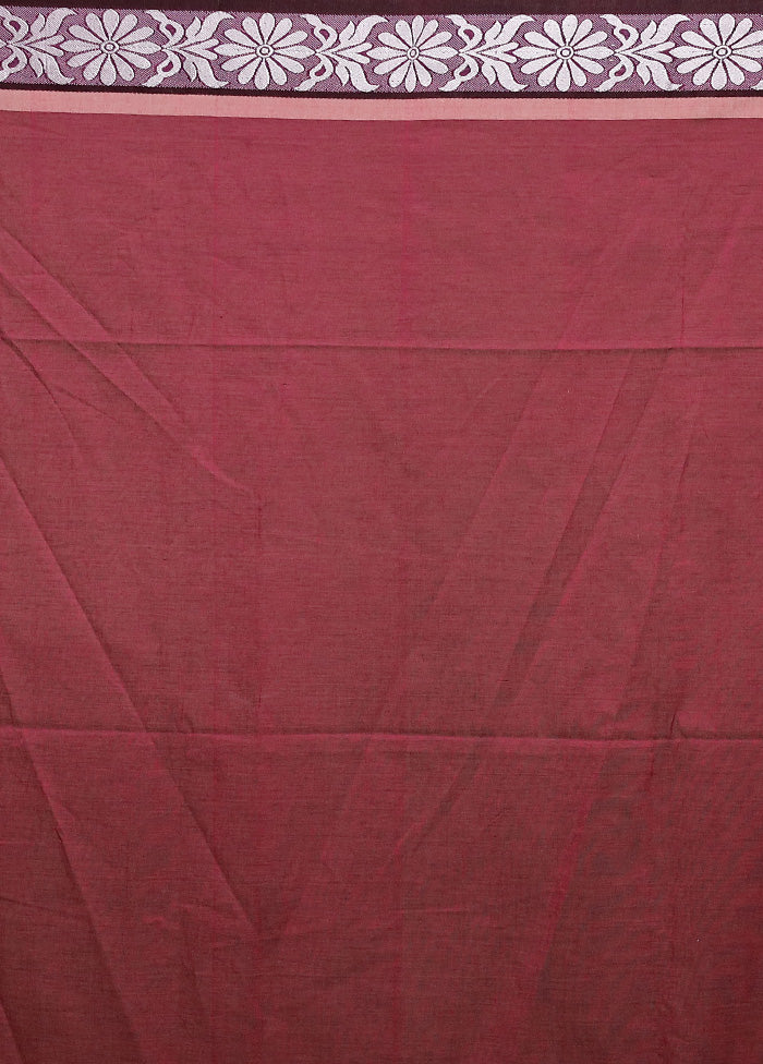 Purple Cotton Saree With Blouse Piece - Image 5