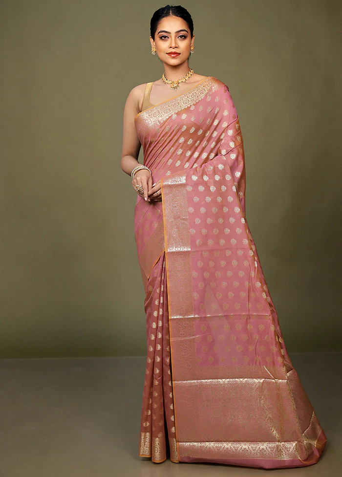 Purple Kora Silk Saree With Blouse Piece - Image 2
